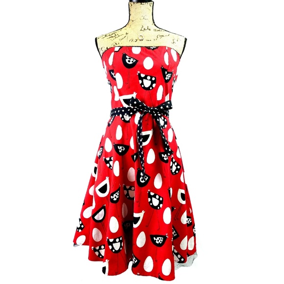 photo Chicken Print Dress folter vtg chicken egg print dress nwot
